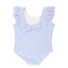 RuffleButts Baby/Toddler Girls Periwinkle Blue Seersucker Waterfall One Piece - 18-24m view 4