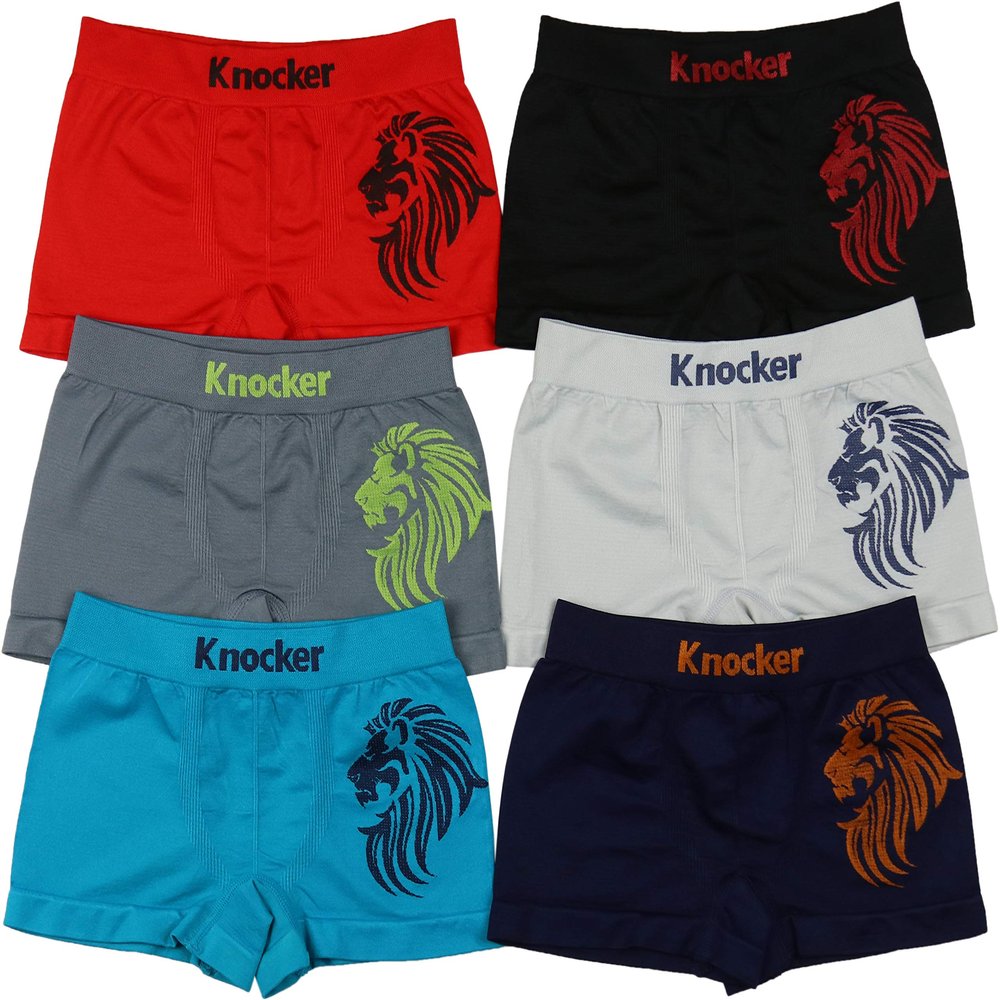 ToBeInStyle Boy's 6 Pack Seamless Boxer Briefs Lion - Small