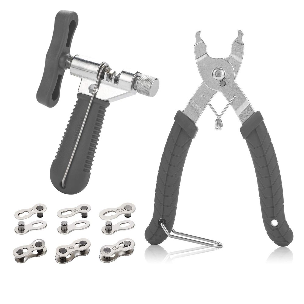 Bike Link Plier Chain Breaker Splitter 6 Pairs Bicycle Missing Link, Qkurt Chains Plier Quick Links Pliers for 6-10 Speed Chains Repair Professional Bicycle Chain Tool Kit, Gray