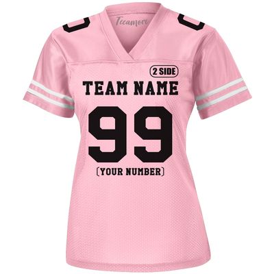 Custom Replica Football Jersey for Women Add Your Team Name and Number Personalized T-Shirt 2 Sided Light Pink