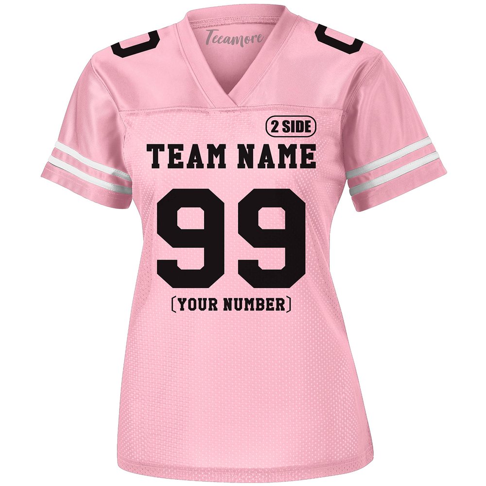 Custom Replica Football Jersey for Women Add Your Team Name and Number Personalized T-Shirt 2 Sided Light Pink