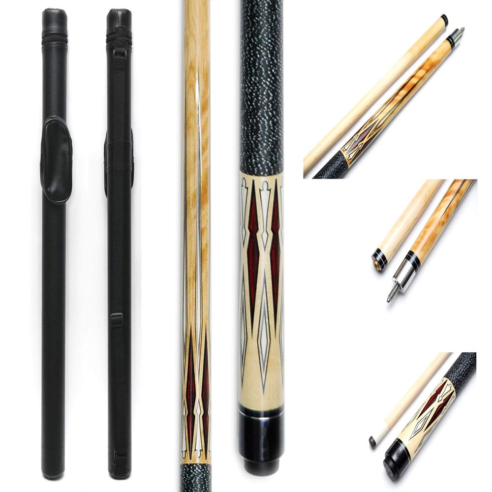 1x1 Hard Pool Cue Case Billiard Stick Carrying Pool Cue Case - 1B1S - Holds 1 Butt and 1 Shaft (Several Colors Available) (Kit-23(Cue+Case))