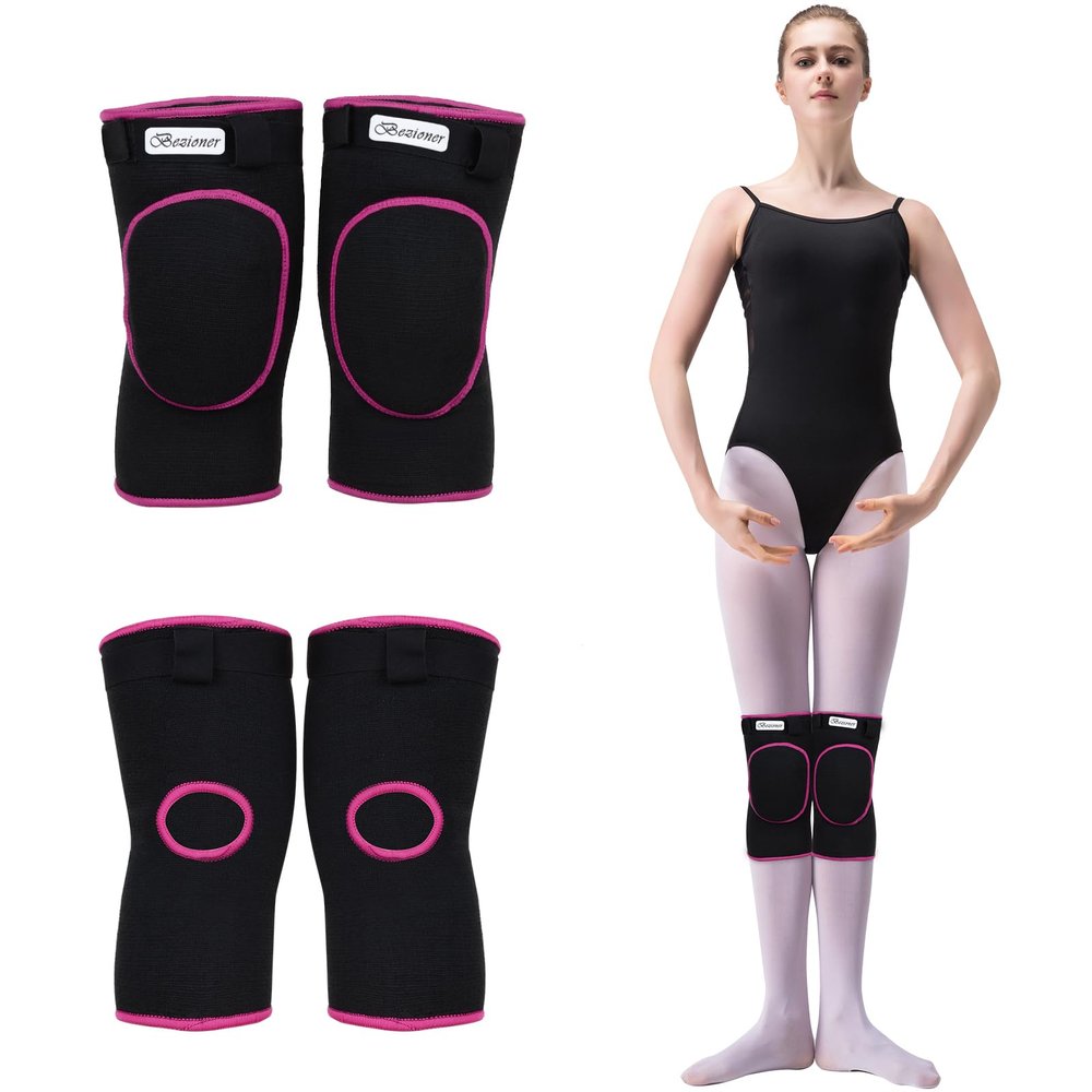 Bezioner Knee Pads Volleyball,Thick Sponge Anti-Slip,Dance Knee Pads for Women Yoga Basketball Football Youth Girls Black and Pink S