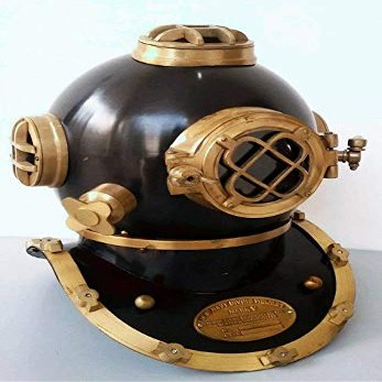 ANTIQUE NAUTICAL STORE Antique | Reproduced Black/Gold US Navy Mark V Deep Sea Divers Helmet 18" Diving Helmet