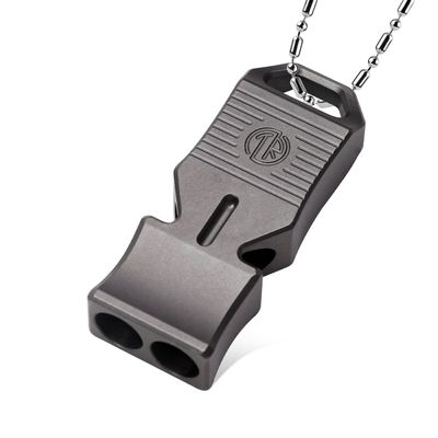 TACRAY Titanium Emergency Survival Whistle Square Dual-Tube Design, Ultra-Loud 120+dB, Waterproof & Durable, EDC Safety Whistle for Camping, Hiking, Outdoor & Rescue (Gray)