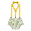 IZKIZF Cake Smash Outfits Baby Boys 1st 2nd Birthday Photo Props Outfits Arrows Printed Diaper Cover Suspenders Bowtie view 1