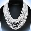 Twisting Strand Snow White Beads Layered Unique Chic Crystal Rhinestone Elegant Jewelry Necklace For Women view 1