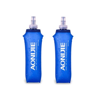 AONIJIE 2 Pack Soft Water Bottle, TPU Collapsible Flask Foldable Bottles for Hydration Pack, BPA-Free, for Running Hiking Cycling Climbing (2 Pcs - 500ml)