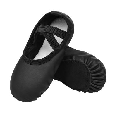 Stelle Ballet Shoes for Girls Boys Close-Fit PU Professional Dance Slippers for Toddler/Little Kid/Big Kid(Black,6MT)