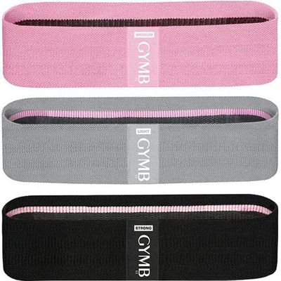 Gymbee Resistance Bands for Working Out - Exercise Bands to Workout Glutes, Thighs & Legs - No-Slip Cloth Booty Belt for Gym & Home Fitness, Yoga, Strength & Pilates for Men/Women - 3 Levels