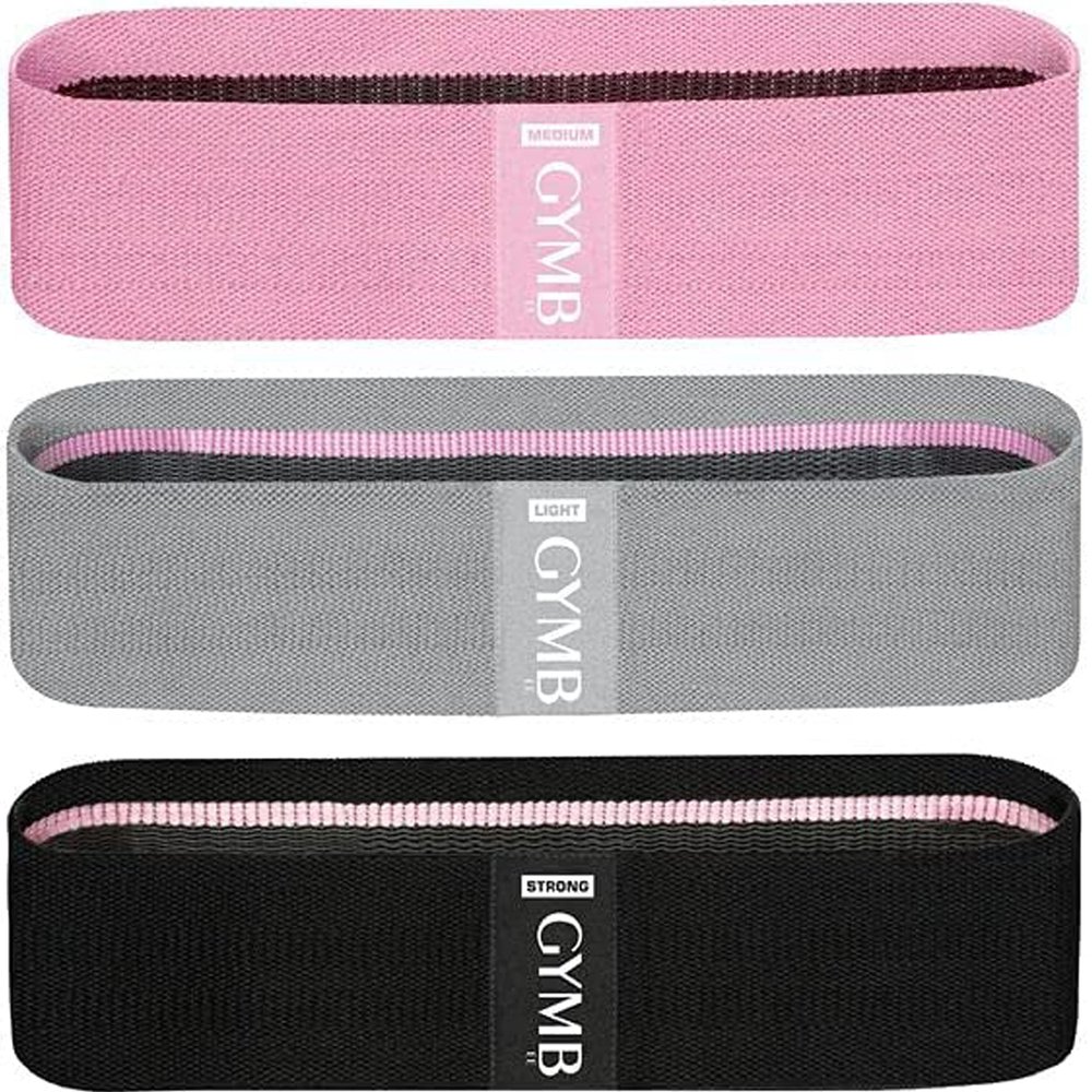 Gymbee Resistance Bands for Working Out - Exercise Bands to Workout Glutes, Thighs & Legs - No-Slip Cloth Booty Belt for Gym & Home Fitness, Yoga, Strength & Pilates for Men/Women - 3 Levels
