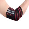 YOUFINE Professional Elastic Elbow Wraps Straps Elbow Support Compression Protection Brace for Bodybuilding Workout Powerlifting Men Gym (Four Stripe, Red) view 1