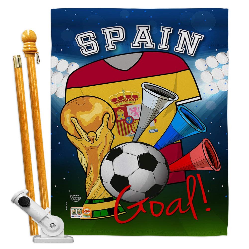 World Cup Spain Flags Spanish Banner Room Wall Art Flag Poles For Outside House Patio Porch Lawn Garden Stand Tapestry Yard Signs FIFA Gifts Sports Fan Trophy Soccer Game Football Made In USA