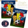 World Cup Belgium Flags Belgian Banner Room Wall Art Flag Poles For Outside House Patio Porch Lawn Garden Stand Tapestry Yard Signs FIFA Gifts Sports Fan Trophy Soccer Game Football Made In USA view 3