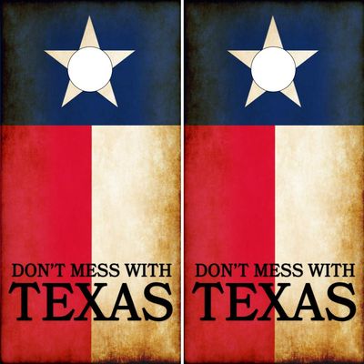 Cornhole Board Wraps ~ Texas Flag Come and Take It & Rustic American Dont Tread On Me DTOM Cornhole Laminated Vinyl Sheets Combo (Set of 2) CHB