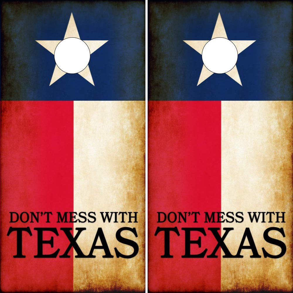 Cornhole Board Wraps ~ Texas Flag Come and Take It & Rustic American Dont Tread On Me DTOM Cornhole Laminated Vinyl Sheets Combo (Set of 2) CHB