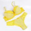 Swbreety Women Lace Bra and Panty Set Stripes Lingerie Set Bowknot Underwire Bras Yellow view 2