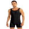 JEATHA Men's One Piece Sleeveless Tank Leotard Slim Fit Vest Bodysuit Stretchy Underwear Sportswear Black Medium view 1