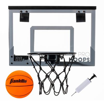 Franklin Sports Over The Door Mini Basketball Hoop - Pro Hoops Light Up Electronic Indoor Kids Hoop with Mini Basketball - Slam Dunk Approved Backboard - Bedroom + Office Mini Hoop + Ball - LED