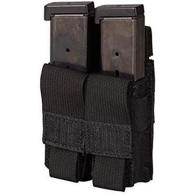 Chase Tactical Triple Pistol Mag Pouch  Compact, Fast Access, Velcro Fixing  Includes Rolled Cover Flap  for Military, Law Enforcement, Medical, Combat Training  Unisex, Black