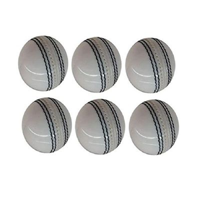 warriors point Leather Cricket Ball White, 4 Piece Club White Leather Ball for Practice, Match, Academy, and Tournament(Set of 6)
