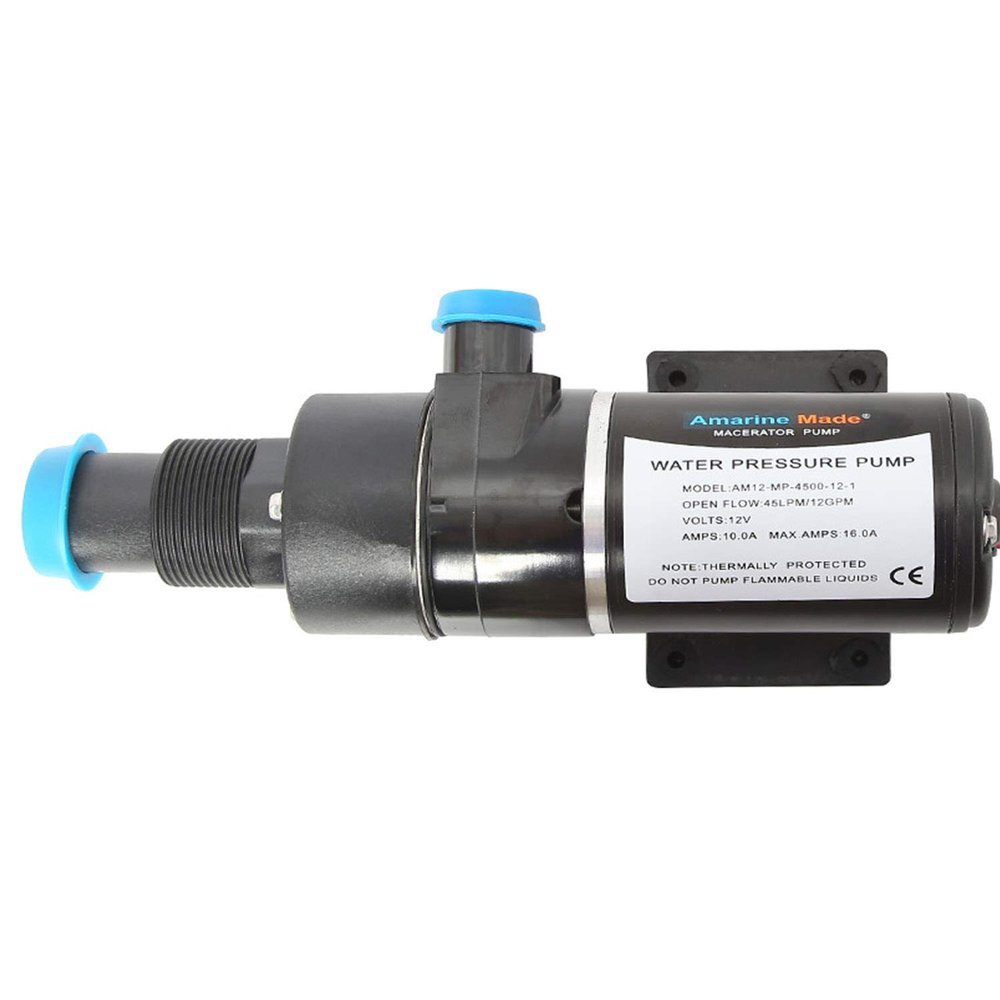 Amarine Made 12V 45 LPM RV Mount Macerator Waste Water Pump for Boat RV Marine Macerator Pump, Self Priming, Run Dry Protection,Waste Evacuation