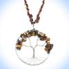 2 5/16" Necklace Tree Of Life Wire-Wrap Tiger Eye Mineral Chips Pendant Unique Chic Crystal Rhinestone Elegant Jewelry Necklace For Women view 1