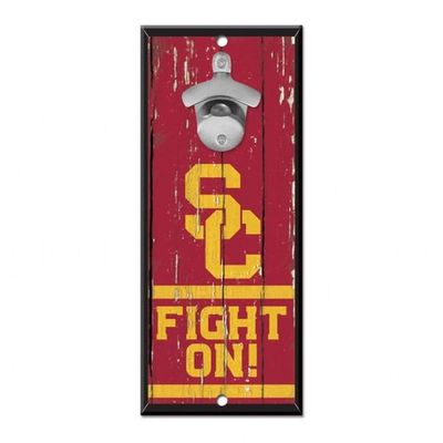 WinCraft NCAA USC Trojans Bottle Opener5x11 Wood Sign Bottle Opener, Team Colors, 5"x11"