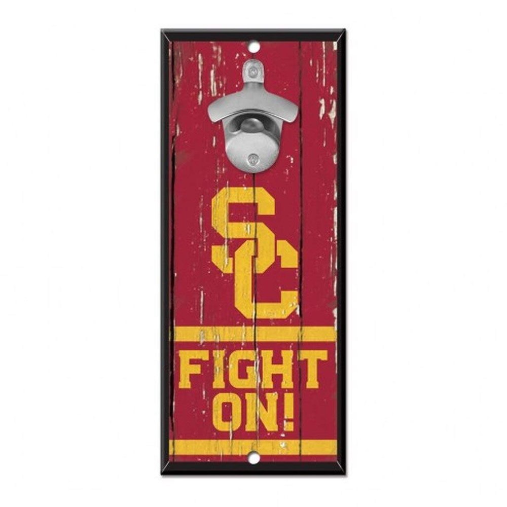 WinCraft NCAA USC Trojans Bottle Opener5x11 Wood Sign Bottle Opener, Team Colors, 5"x11"
