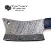 Wild Turkey Handmade Damascus Steel Collection 7" Fixed Blade Chef Cleaver Hatchet w/Leather Sheath (Color Wood) view 2