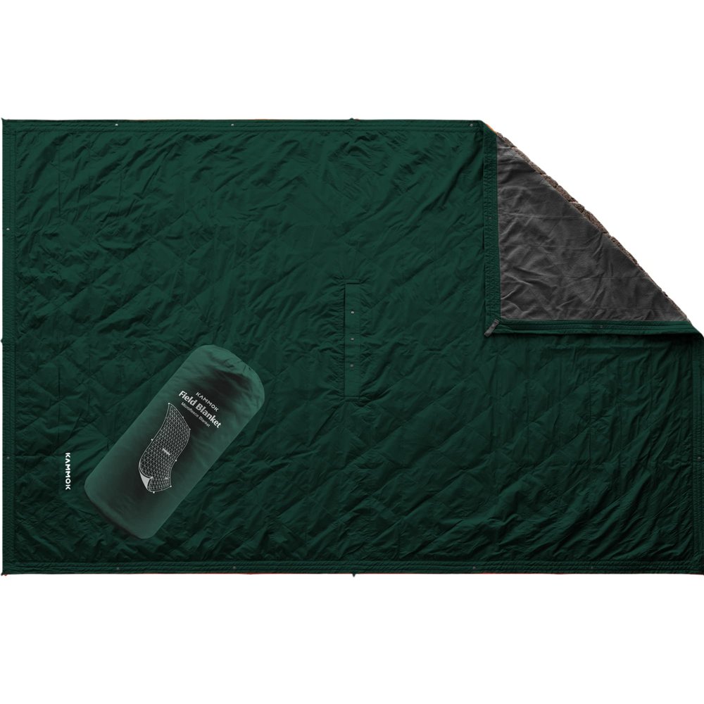 KAMMOK Field Blanket - Microfleece, Water Resistant, Portable, Durable, Indoor/Outdoor Camp Blanket (84 in  50 in) - Pine Green