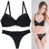 Swbreety Women's Push Up Lace Bra Set Sexy Bowknot Lingerie Bra and Panties Set Black view 2