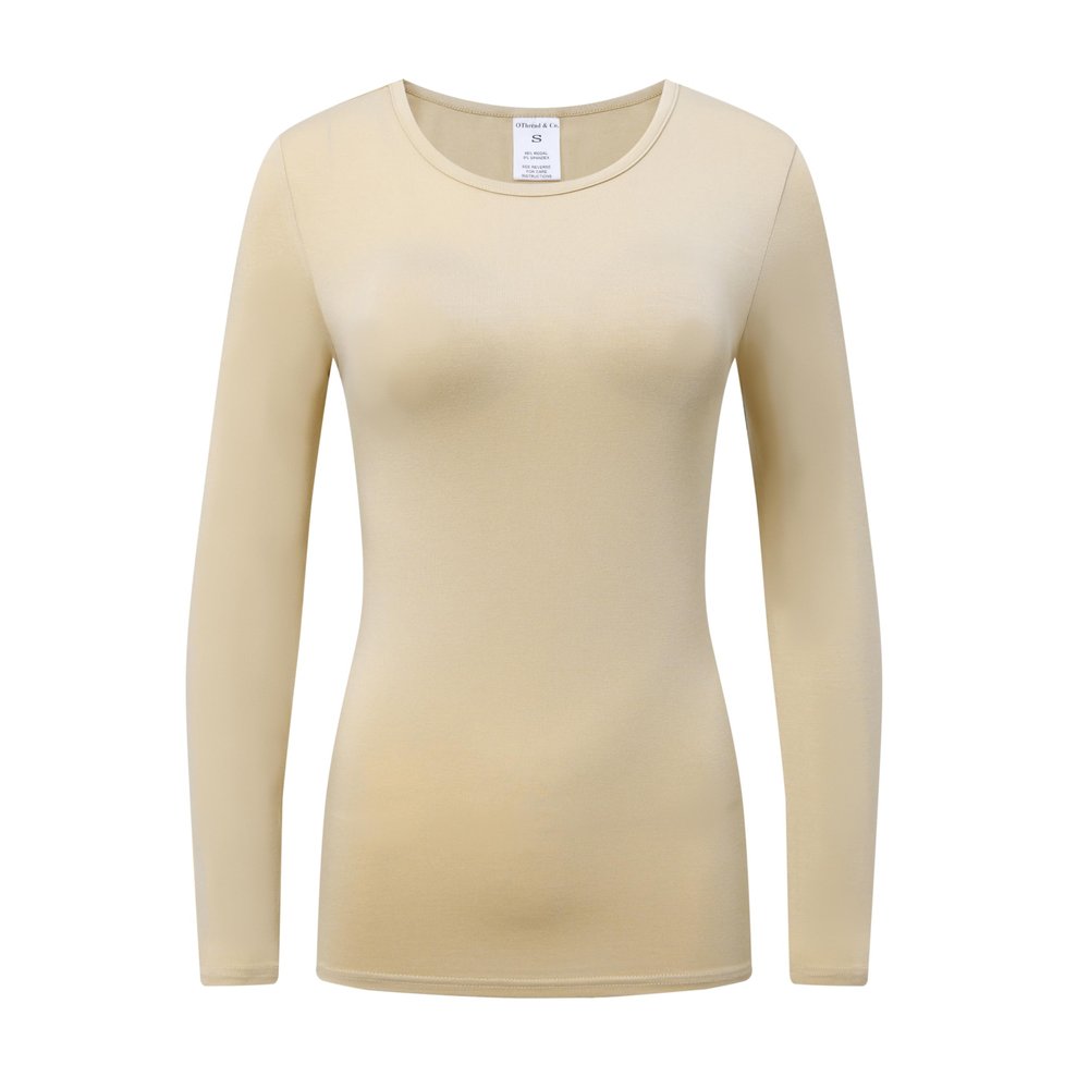 OThread & Co. Women's Long Sleeve T-Shirt Comfy Underscrub Tee Basic Stretch Layer (Large, Apricot)