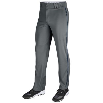 CHAMPRO boys Piped Triple Crown Open Bottom Youth Baseball Pants with Pipe, Graphite, Navy Pipe, X-Small US
