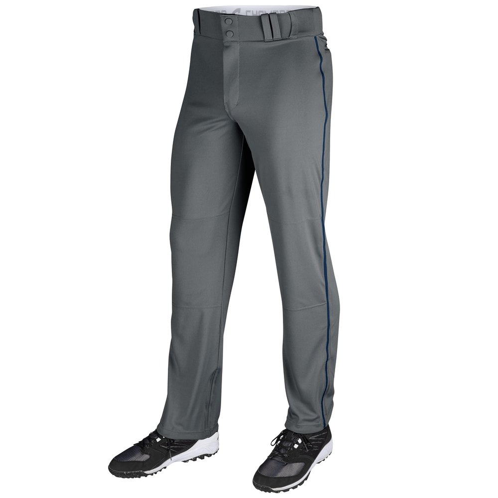 CHAMPRO boys Piped Triple Crown Open Bottom Youth Baseball Pants with Pipe, Graphite, Navy Pipe, X-Small US