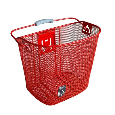 BIRIA Bicycle Basket with Quick Release Universal Bracket, Front Quick Release Basket, Removable, Wire Mesh Bicycle Basket, RED