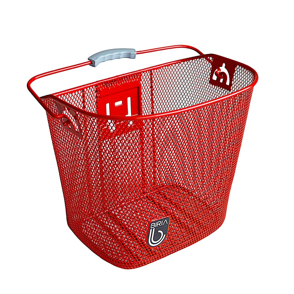 BIRIA Bicycle Basket with Quick Release Universal Bracket, Front Quick Release Basket, Removable, Wire Mesh Bicycle Basket, RED