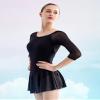 Daydance 3/4 Sleeve Black Women Dance Leotards Skirted Adult Ballet Outfits view 2
