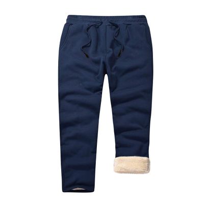 Snoly Men's Winter Warm Sherp-Lined Sweatpants Running Active Thermal Fleece Pants (2#Blue, Medium)