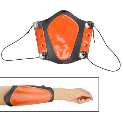 Leather Arm Guard Archery Arm Protector Arm Protection Bracer Arrow Bow Gear Accessories Adjustable for Hunting Shooting (Bright Orange)