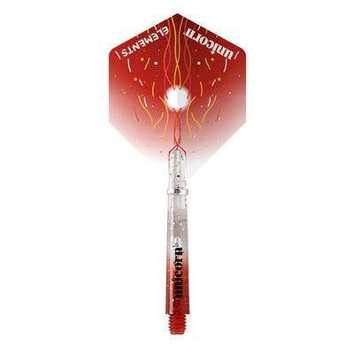 Unicorn Dart Shafts and Flights Set | Gripper 4 Elements Firestorm Combo Pack | Durable Polycarbonate | Two-Tone Red Gradient with Infused Specks | Long 41mm | 3 Stems and Flights