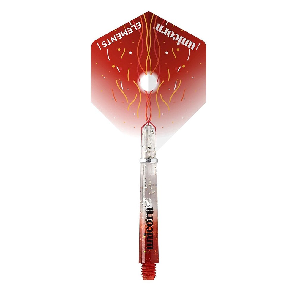 Unicorn Dart Shafts and Flights Set | Gripper 4 Elements Firestorm Combo Pack | Durable Polycarbonate | Two-Tone Red Gradient with Infused Specks | Long 41mm | 3 Stems and Flights