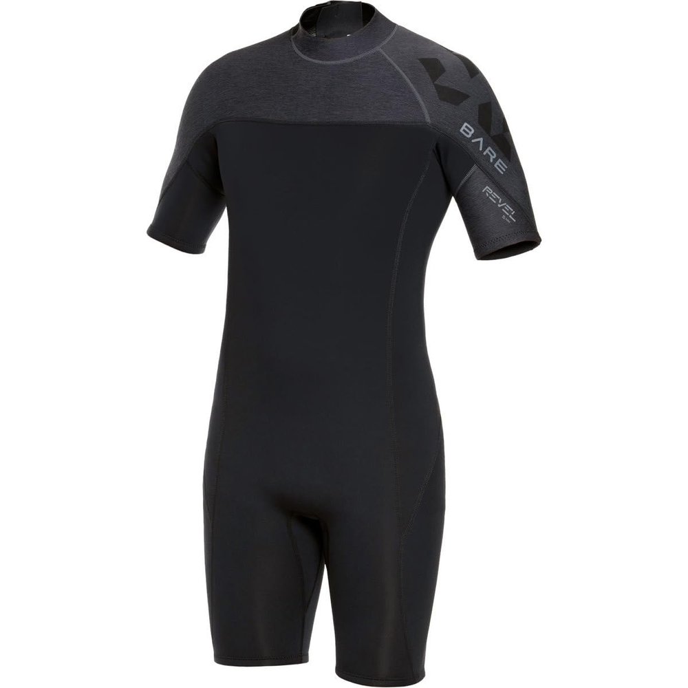 BARE 2MM Revel Men's Shorty Wetsuit | Combines Comfort and Flexibility | Made from a Blend of Neoprene and Laminate | Designed for All Watersports Including Scuba Diving and Snorkeling | Grey - 3XL