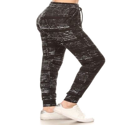 Leggings Depot Women's Relaxed fit Jogger Pants - Track Cuff Sweatpants with Pockets-S708, 3X, True Ebony