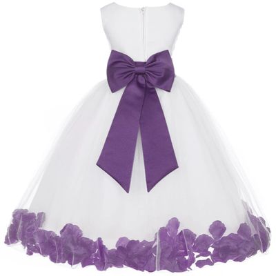 Wedding Pageant Flower Petals Girl Ivory Dress with Bow Tie Sash 302a 16