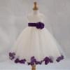 Wedding Pageant Flower Petals Girl Ivory Dress with Bow Tie Sash 302a 16 view 3