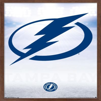 Trends International NHL Tampa Bay Lightning - Logo 17 Wall Poster, 22.375" x 34", Mahogany Framed Version