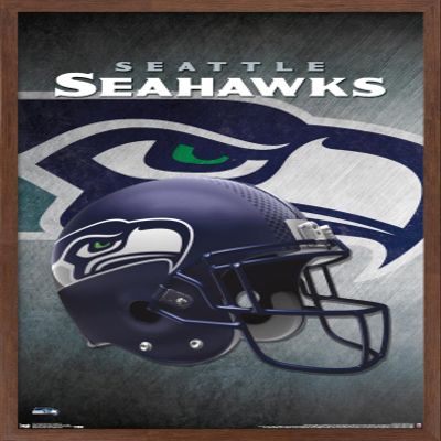 Trends International NFL Seattle Seahawks - Helmet 16 Wall Poster, 22.375" x 34", Mahogany Framed Version