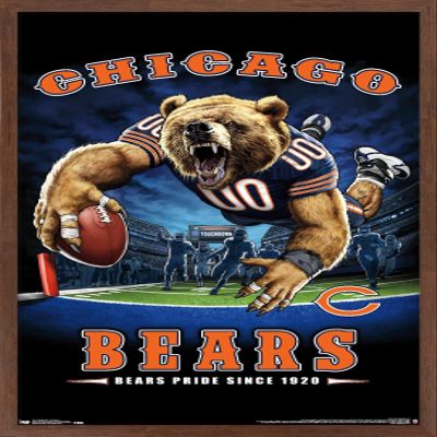 Trends International NFL Chicago Bears - End Zone 17 Wall Poster, 22.375" x 34", Mahogany Framed Version