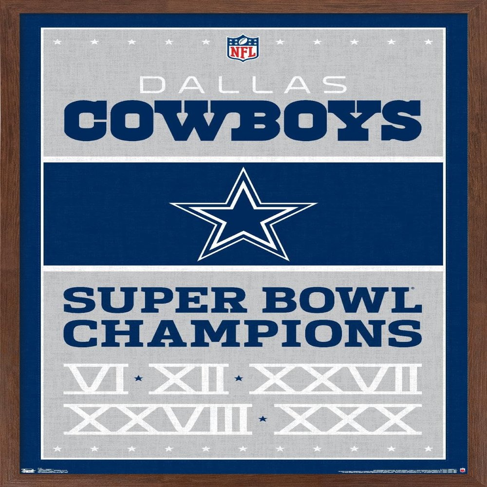 Trends International NFL Dallas Cowboys - Champions 13 Wall Poster, 22.375" x 34", Mahogany Framed Version